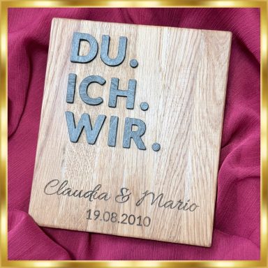 Lasergravur, personalisiertes Geschenk zur Hochzeit
