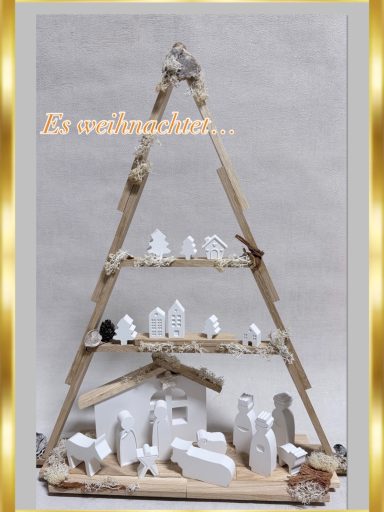 Diy Weihnachtskrippe 
Krippe weiss
Krippe Pyramide